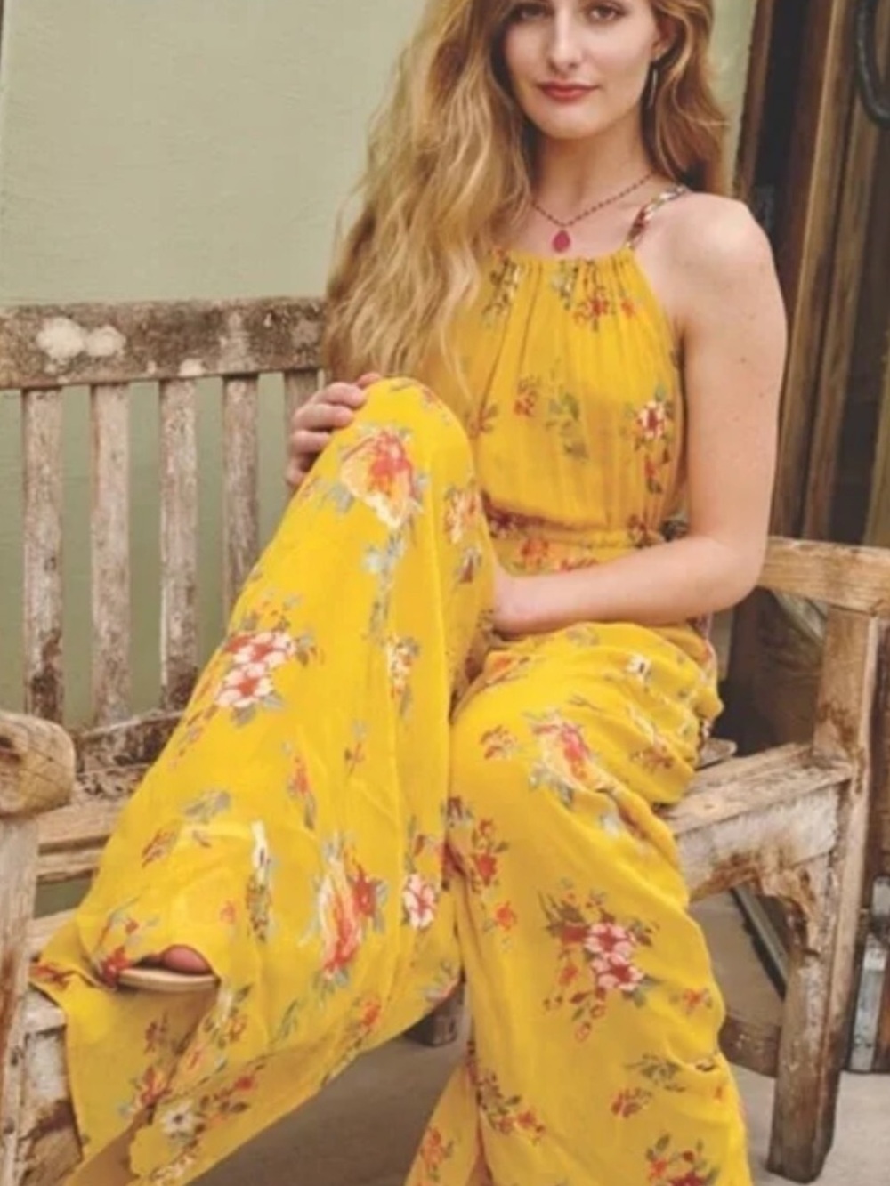 Free people boho ‘Georgia’ floral jumpsuit SZ S-M